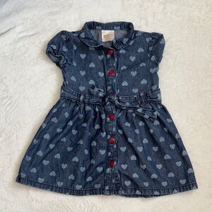 (2 for $10) Baby 8 Heart Patterned Blue Jean Dress
